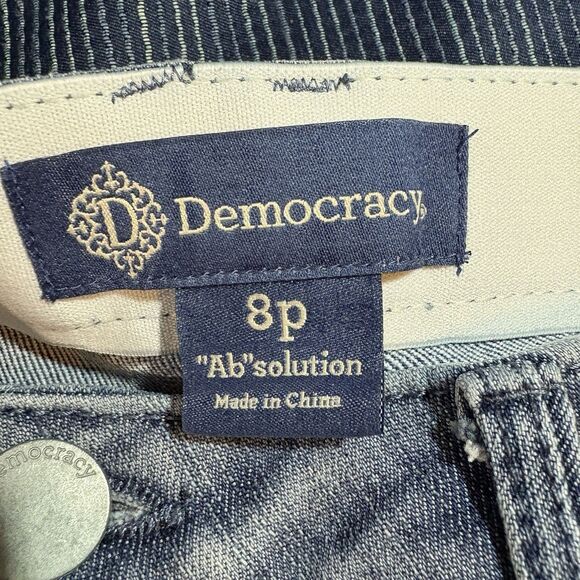 Democracy Jeans 8P Ab Solution Floral Embroidery Stretch Midrise Tummy Slim - Picture 4 of 9